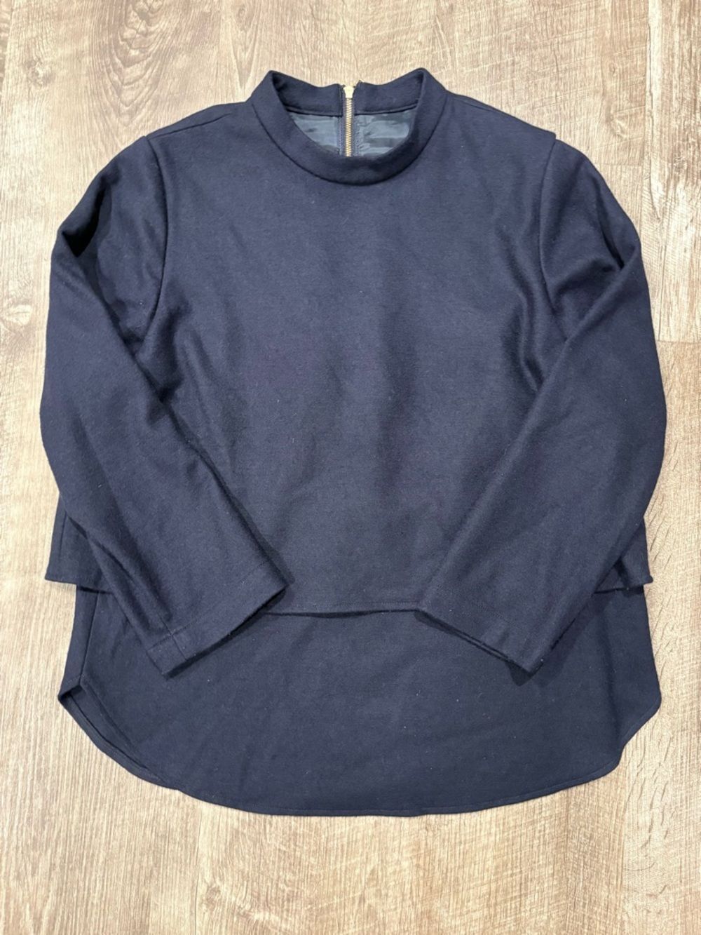 Ouvrage Classe Navy Minimalist Long Sleeve Mock Neck Top Made in Japan